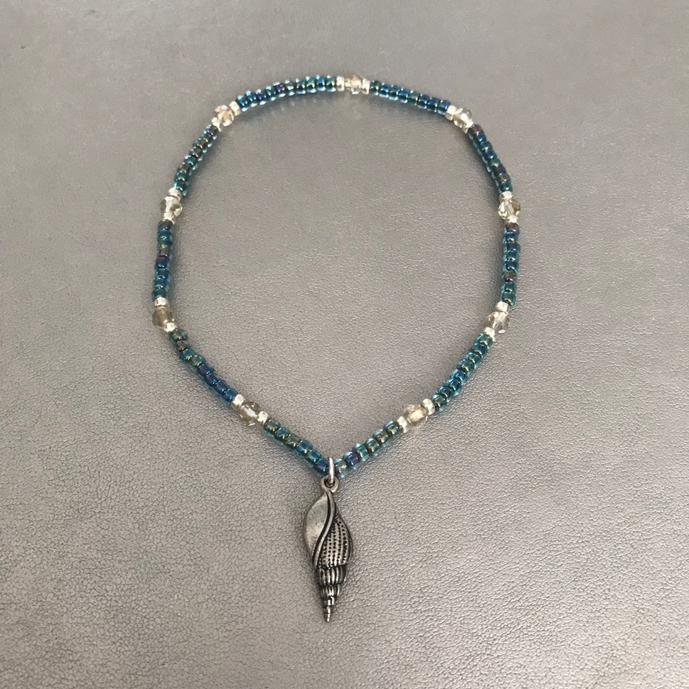 🪞seashell charm beaded anklet